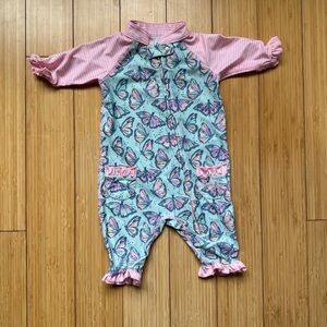 Girls UV Skinz Butterfly Rashguard / One-Piece Swimsuit